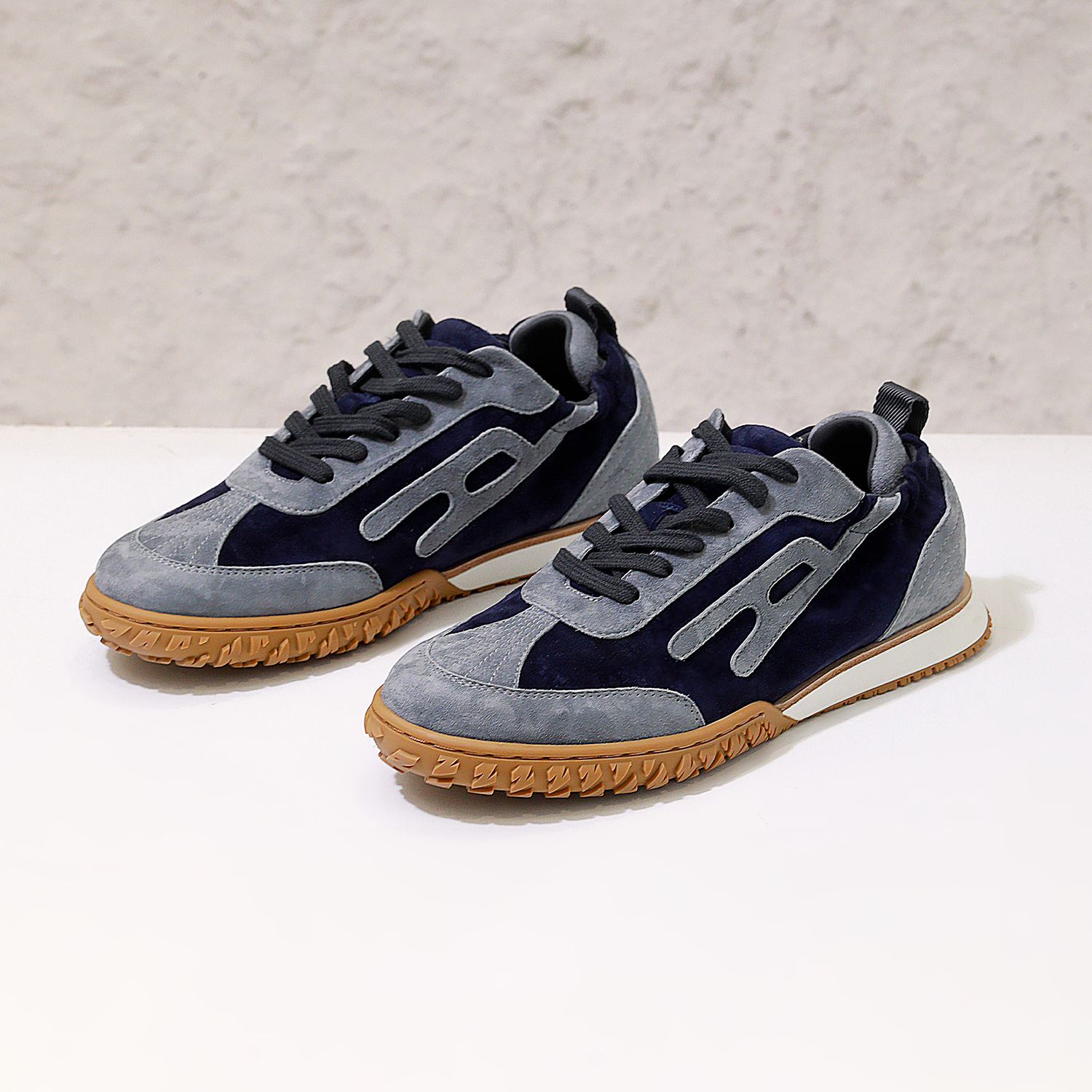 25新~H家复古潮色【高丝光羊猄/羊皮+羊猄/轻软舒适】德训休闲鞋主图