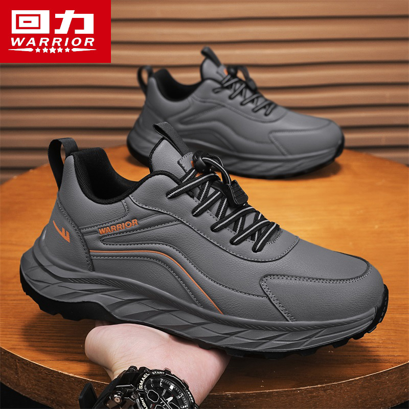 回力男鞋2025新款秋季百搭休闲鞋子男士皮面防水跑步鞋运动爸爸鞋主图