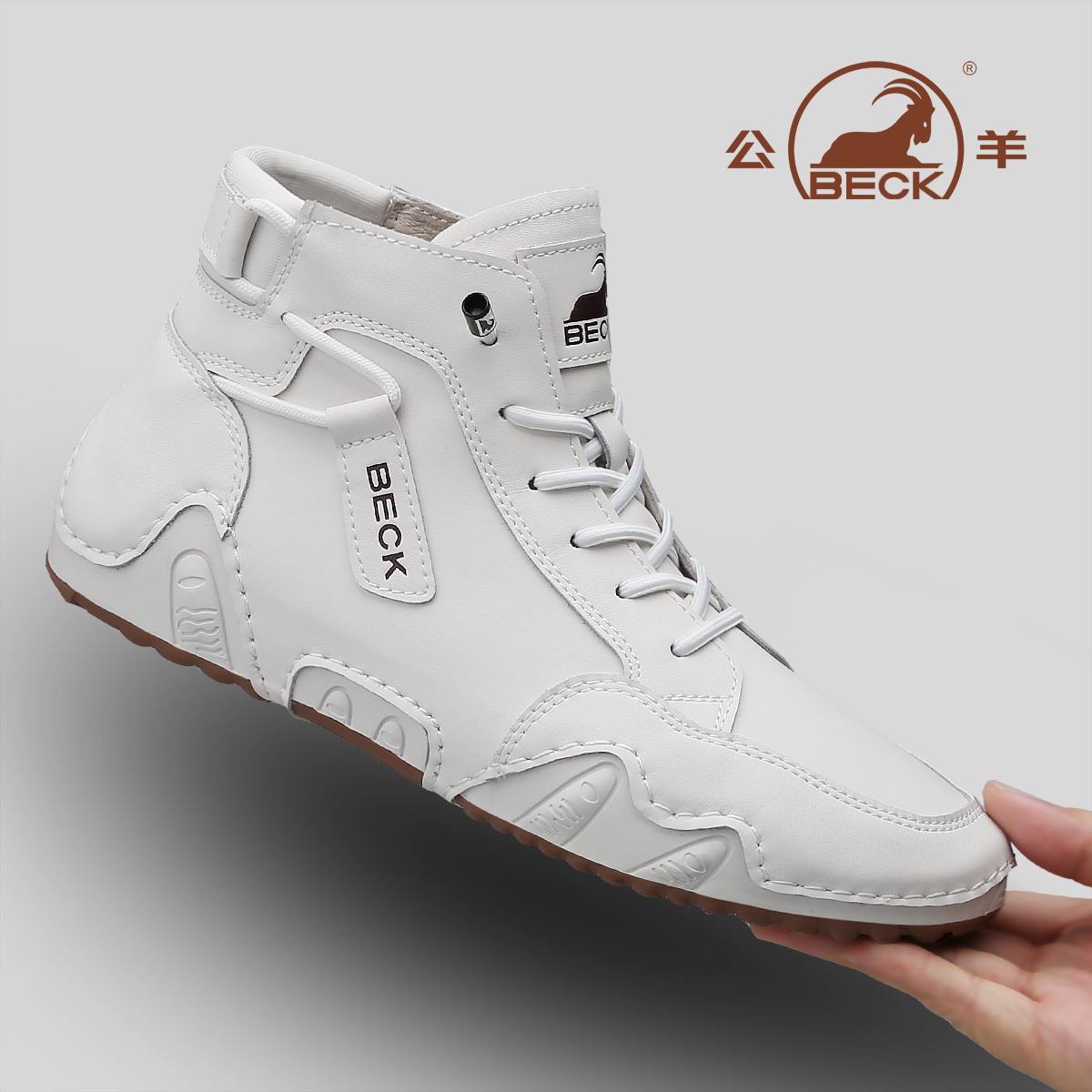 公羊马丁靴2025冬季新款真皮软底高帮工装鞋增高耐磨休闲皮鞋男款主图