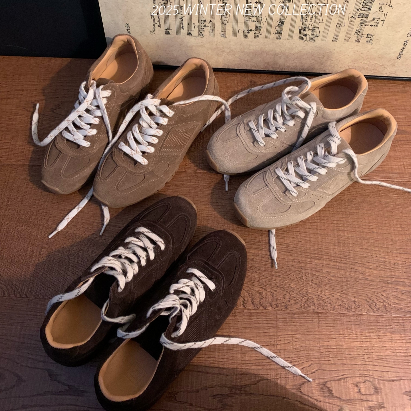 F.M复古德训鞋女2025新款真皮阿甘鞋百搭休闲运动板鞋主图