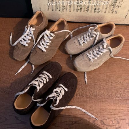 F.M复古德训鞋女2025新款真皮阿甘鞋百搭休闲运动板鞋