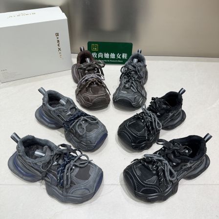 芭慕秀厚底加绒老爹鞋女2025冬季新款时尚百搭增高复古休闲运动鞋