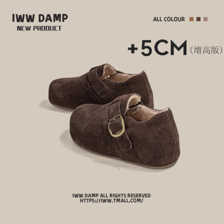 IWW厚底增高美拉德面包勃肯鞋女2025冬季加绒复古保暖棉鞋欧洲站