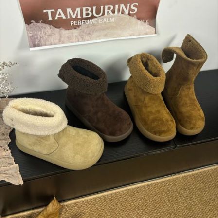 时尚两穿雪地靴女2025冬季新款韩版加绒棉靴防滑百搭翻遍毛毛靴