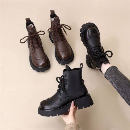 厚底马丁靴女2025秋冬新款网红洋气增高加绒加厚东北保暖防水棉靴