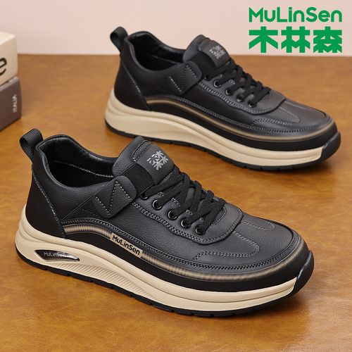 木林森秋冬新款轻便休闲鞋软牛皮软底男鞋有大码有单鞋有加绒棉鞋主图