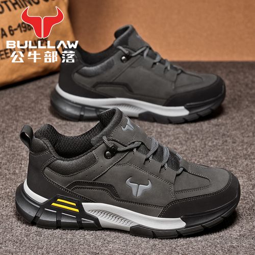 【公牛部落】秋冬新款户外男士休闲鞋皮面防水防滑增高耐磨登山主图