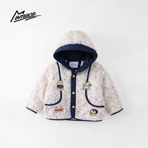 MOMOCO男童冬季新款时尚休闲撞色连帽毛毛外套77430123032主图