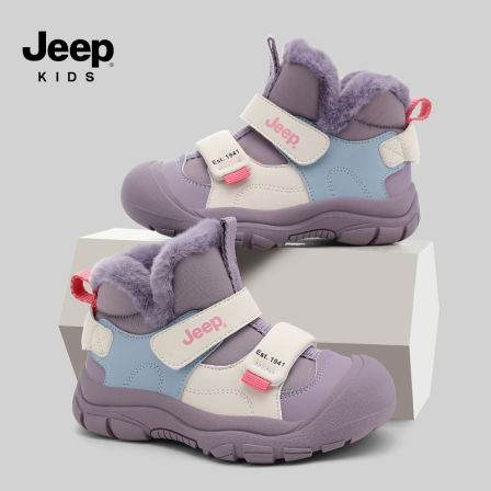 jeep女童雪地靴冬季加绒防寒儿童大棉鞋2025新款女孩防水户外棉靴