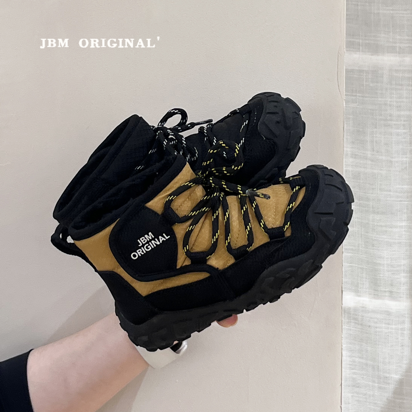JBM 冬季男女童户外加绒运动雪地靴2025新款儿童防滑保暖登山棉鞋主图