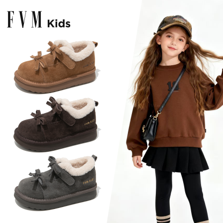 FVM女童雪地靴儿童大棉鞋子2025新款冬季女宝宝加厚保暖短靴加绒