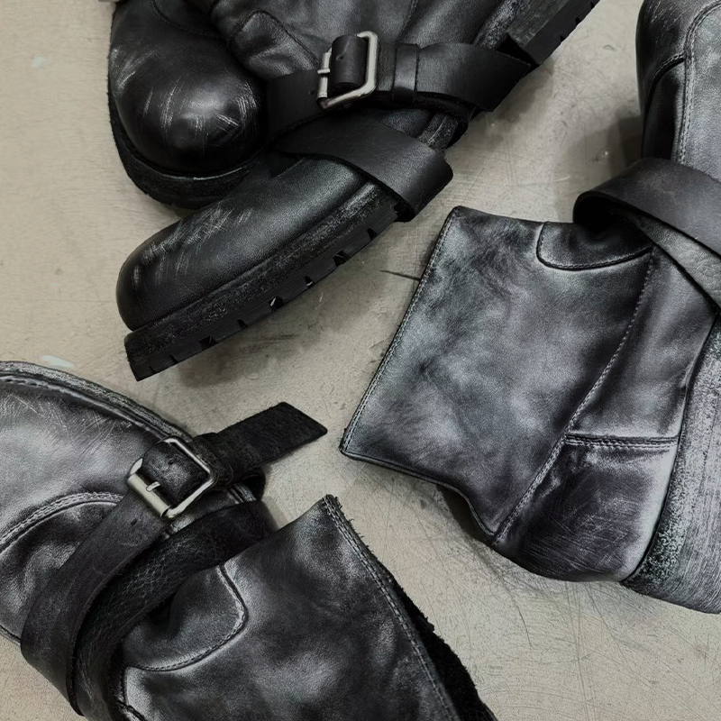 JCAESAR BOOTS做旧霜冻绑带工程师靴 固特异 阿根廷牛皮 真皮大底主图