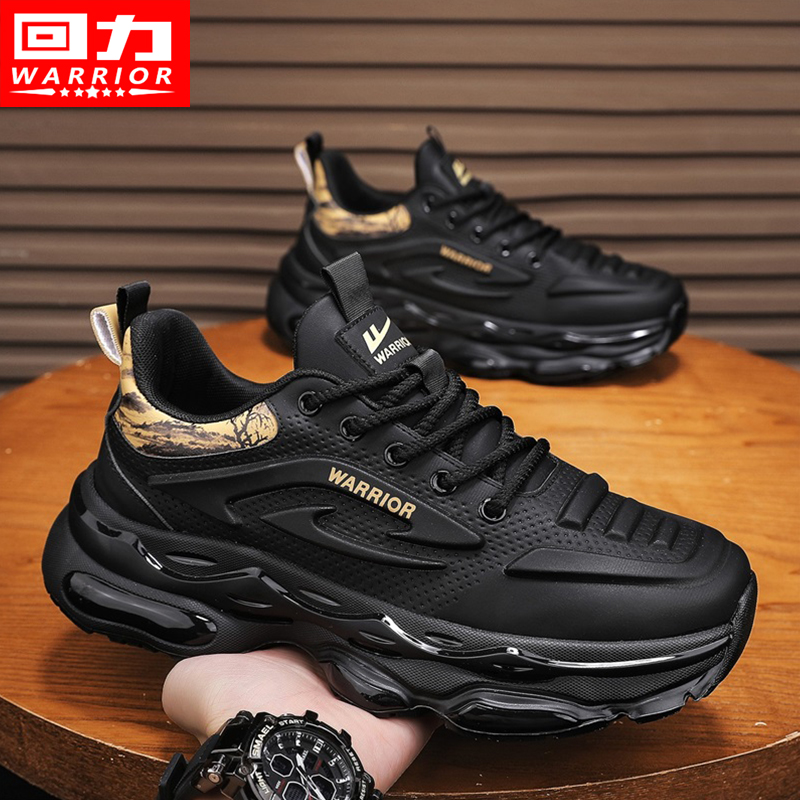 回力黑色男鞋2025秋冬新款跑步休闲厚底增高老爹鞋气垫减震运动鞋主图