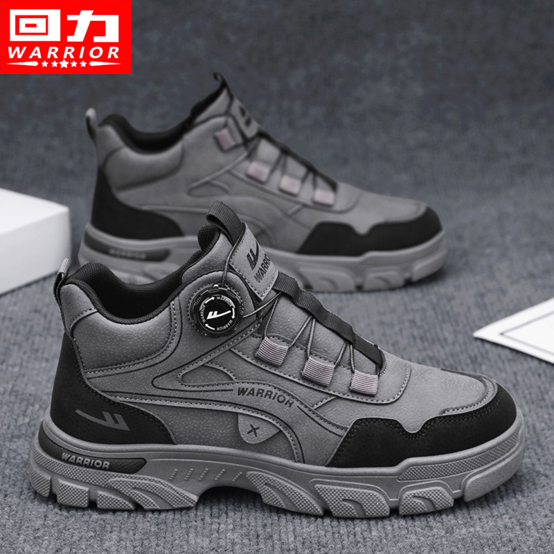 回力高帮男鞋秋冬新款旋转扣中帮马丁靴男士增高厚底运动工装潮鞋主图