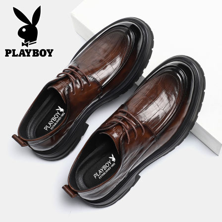 花花公子男鞋新款秋季真皮商务复古休闲英伦风高端定制休闲皮鞋潮