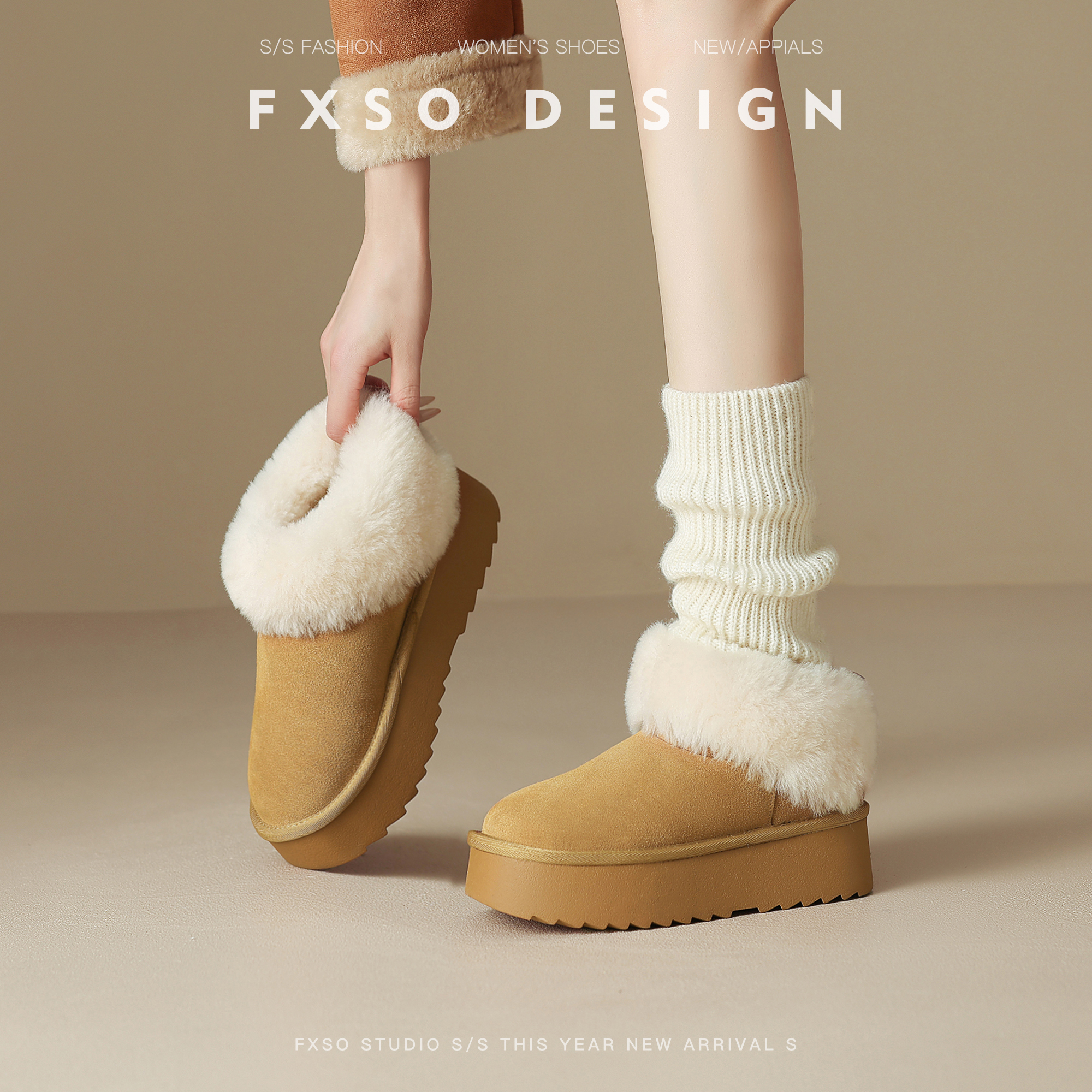 方巷大叔2025冬季新款厚底保暖雪地靴女加绒加厚防滑东北棉鞋子女主图