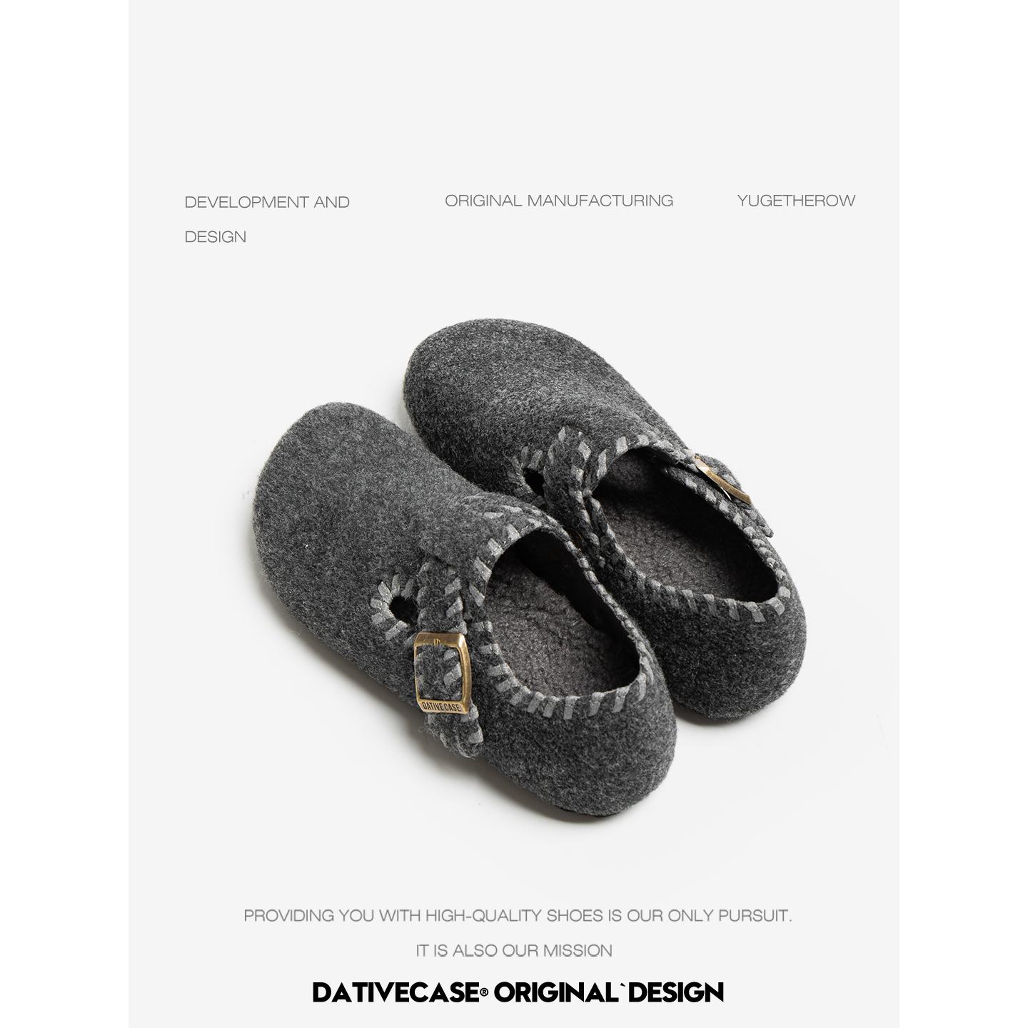 格雷系～2025新款毛呢毛毡勃肯鞋女包头半拖鞋单鞋加绒雪地休闲鞋主图