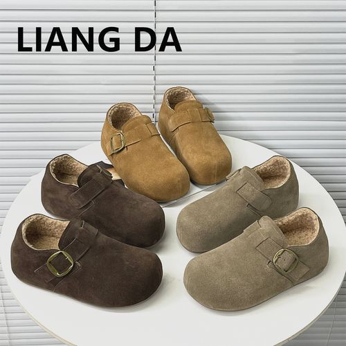 Liang Amanda/靓妲瘦窄版！真皮勃肯鞋软底内增高单鞋厚底加绒棉鞋主图