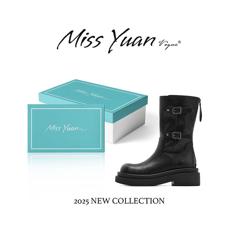 M.Y媛总设计师定制款 2025秋冬新款筒靴女粗跟厚底骑士靴MY1503主图