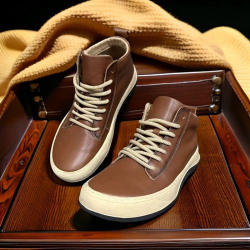 头层牛皮2025中帮靴秋冬加厚增高防滑工装靴休闲风男鞋车缝线保暖主图