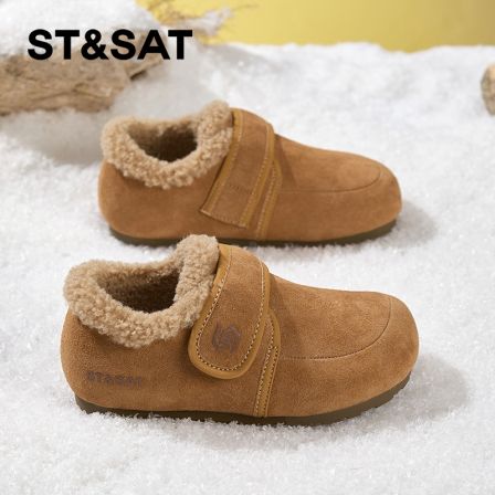 星期六儿童鞋女童加绒勃肯鞋冬季小孩棉鞋2025新款中大童保暖休闲