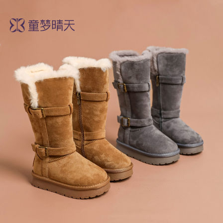 童梦晴天女童雪地靴加绒加厚儿童长筒靴冬季2025新款大童棉鞋冬鞋