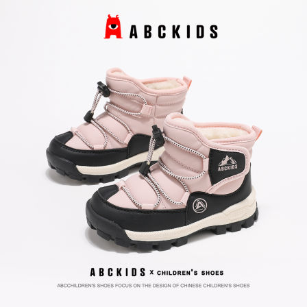 abckids童鞋女童雪地靴2025冬季新款儿童加绒加厚大棉靴宝宝棉鞋