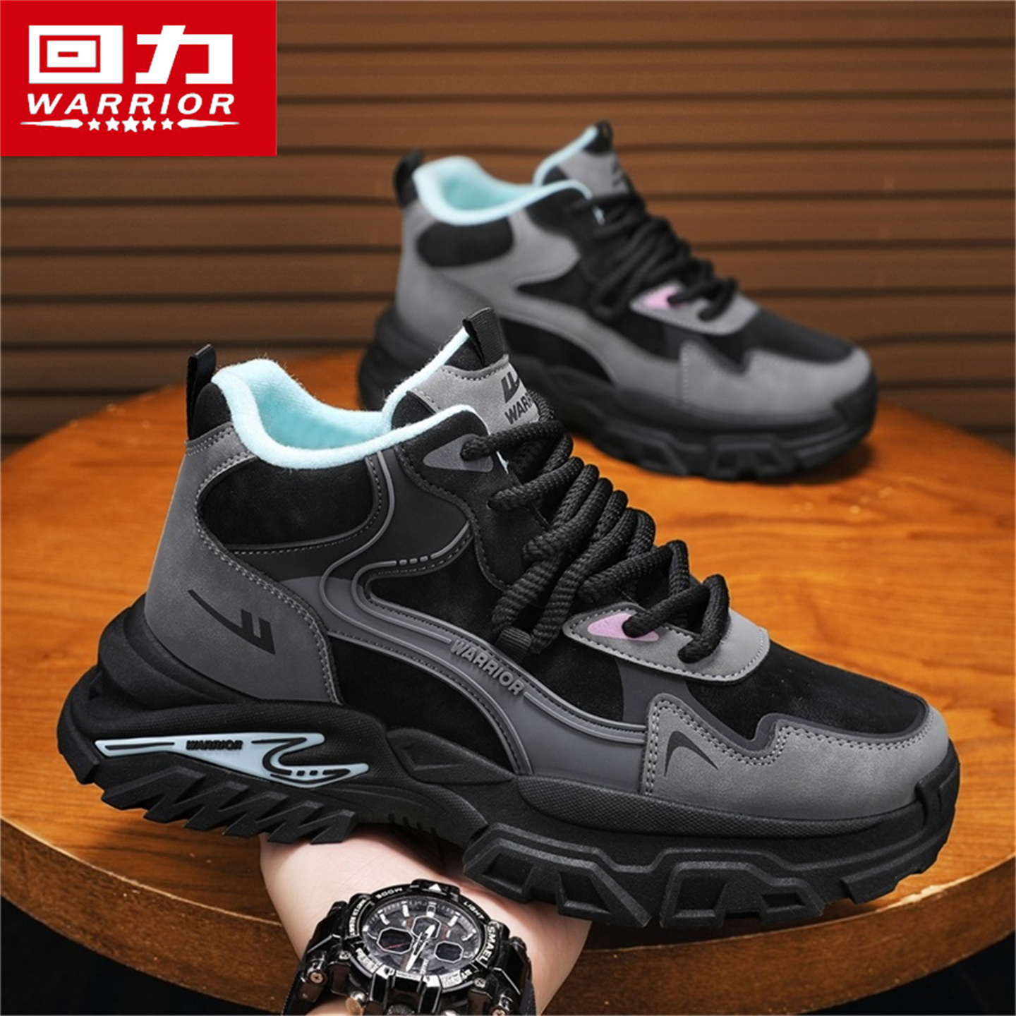 回力高帮鞋男2025新款冬季休闲运动跑步防滑软底增高百搭老爹潮鞋主图
