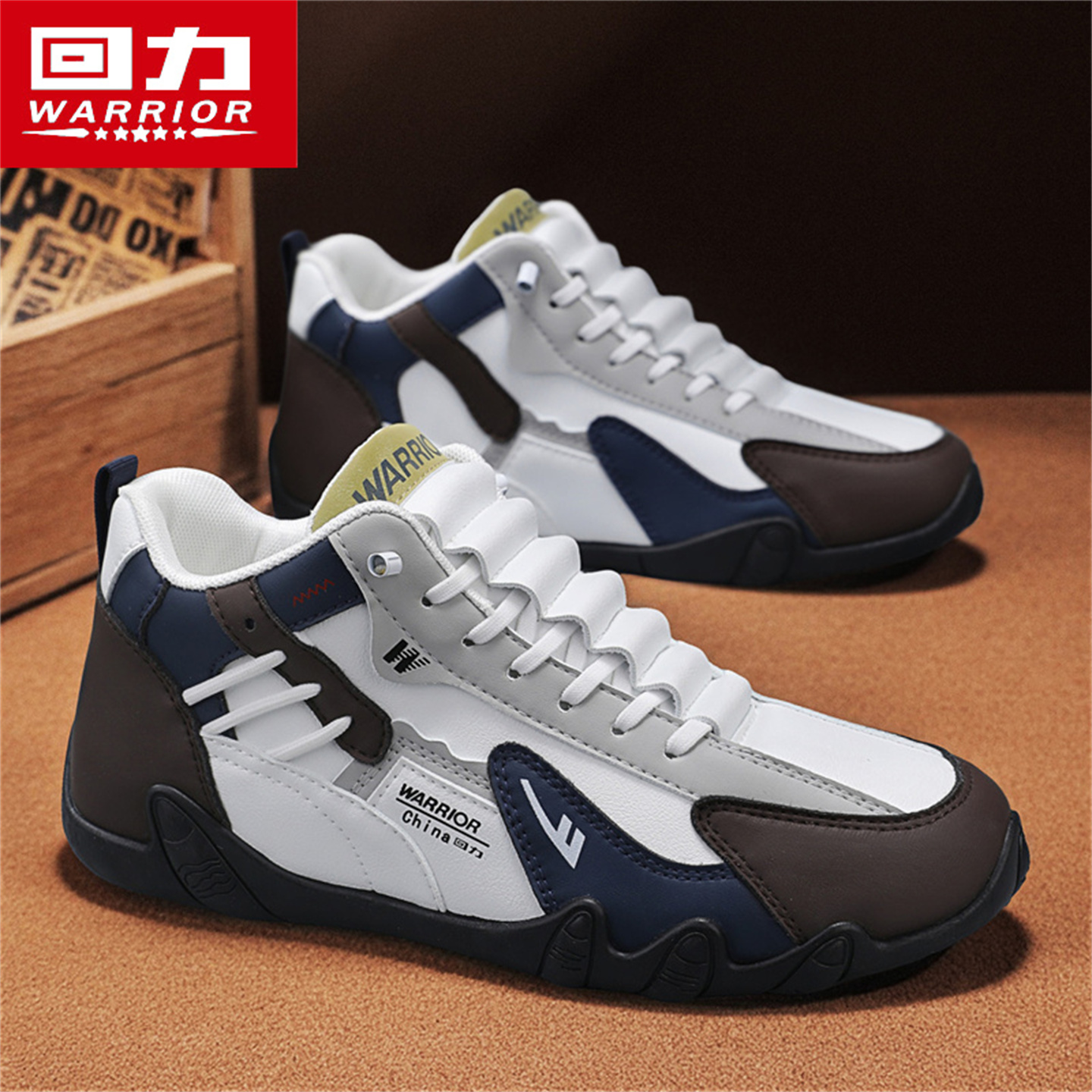 回力高帮男鞋冬季运动防滑软底跑步工作百搭阿甘板鞋加绒保暖棉鞋主图