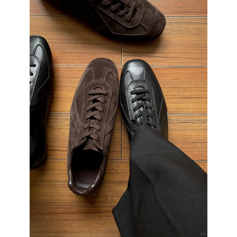 新款经典平底德训鞋男女薄底复古训练拳击鞋极简情侣通勤翻毛皮鞋主图