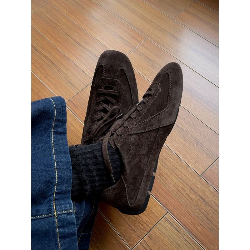 新款芭蕾德训鞋男士训练极简拳击鞋情侣商务通勤翻毛复古黑色皮鞋主图