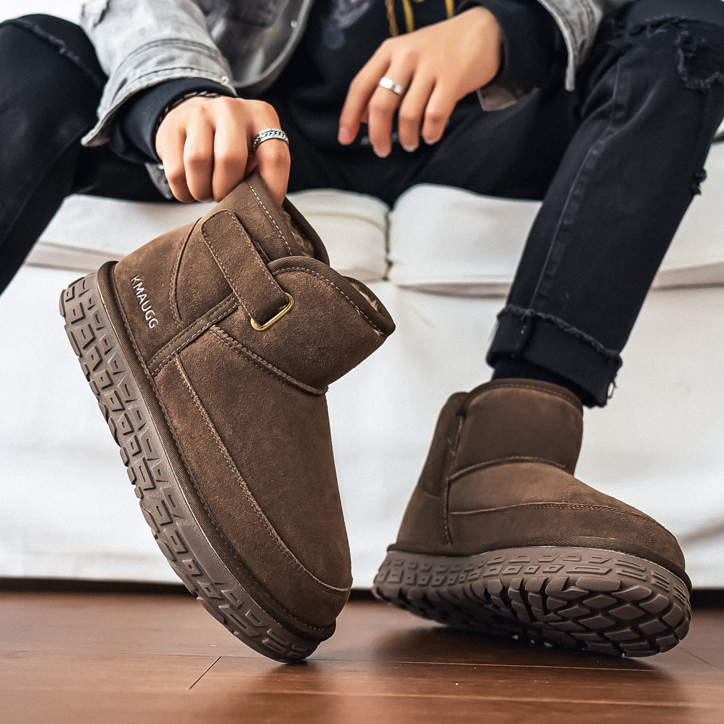 哈尔滨雪地靴男新款冬季加绒加厚保暖高帮东北轮胎厚底防滑大棉鞋主图