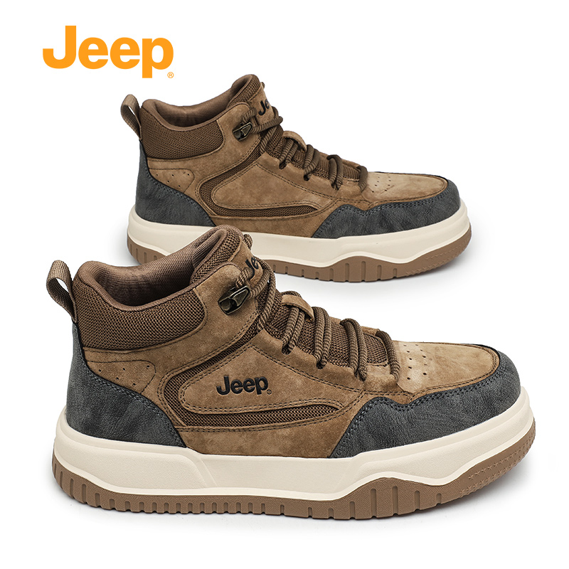 jeep男鞋高帮运动鞋男加绒棉鞋马丁靴男厚底增高男士鞋子中帮板鞋主图