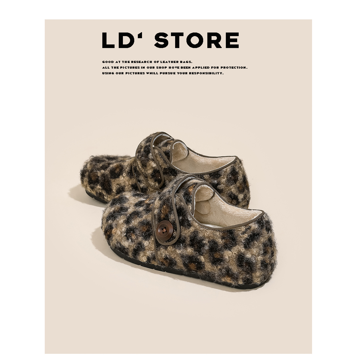 内增高加绒勃肯毛毛鞋女冬季新款魔术贴休闲鞋保暖羊羔毛雪地棉鞋主图