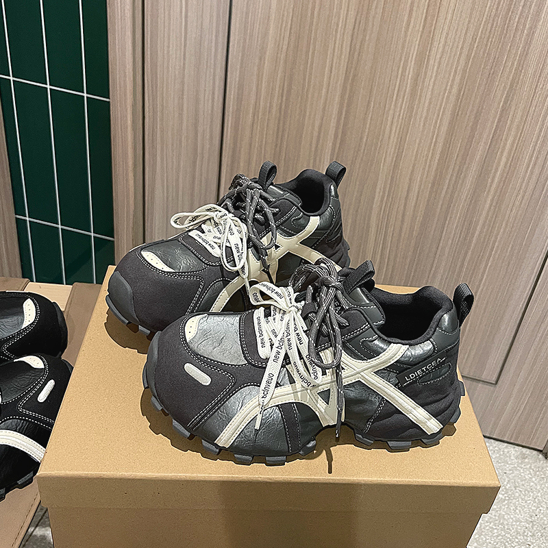 LOFTIME2025AUT92新品秋季款5CM轻型减震厚底全皮女士运动休闲鞋主图