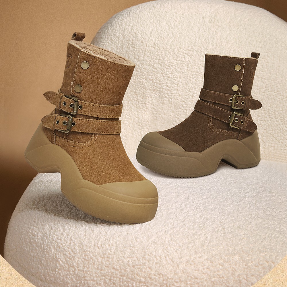 TATA他她加绒厚底小熊靴雪地靴女靴子保暖棉鞋马丁靴冬季CX501DZ4主图