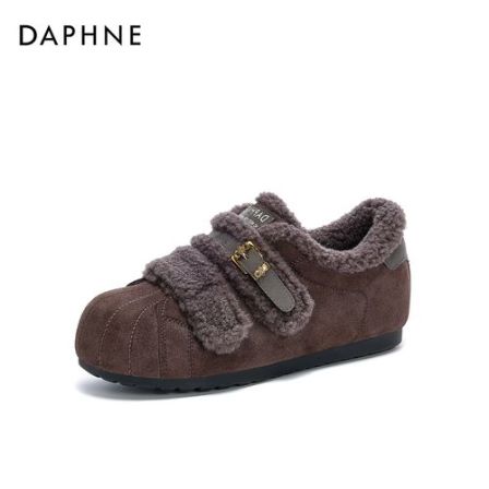 达芙妮新款耐磨保暖冬季时尚魔术贴厚底加绒加厚百搭时尚休闲鞋
