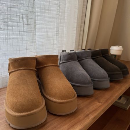 miss muzi “超好版本”100%头层牛反绒&真羊毛~加绒厚底毛毛雪地靴