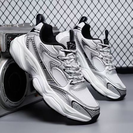 L潮牌老爹鞋厚底增高春季银色登山鞋网面跑步鞋2404