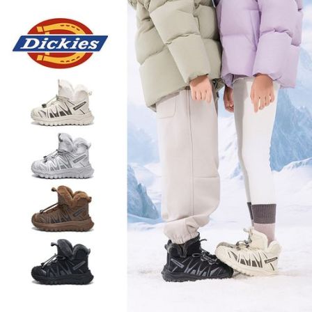 Dickies儿童雪地靴大棉鞋2025冬季款加绒加厚防水防滑棉靴子