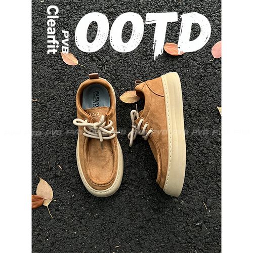 PVB*25FW“老钱系列”厚底绒皮袋鼠鞋 Cleanfit复古男士休闲乐福鞋主图