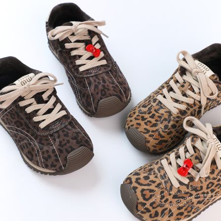 布丁哈鲁【豹纹休闲】女童潮酷范豹纹运动鞋2025新款25D512