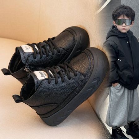 男童马丁靴真皮2025秋冬新款儿童加绒皮靴二棉短靴软底保暖棉靴