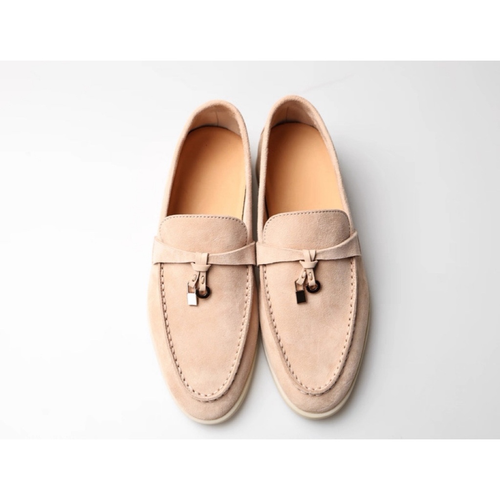 老钱风LP~高丝光羊反绒~锁扣吊坠乐福鞋主图