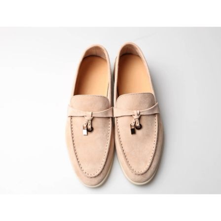 老钱风LP~高丝光羊反绒~锁扣吊坠乐福鞋