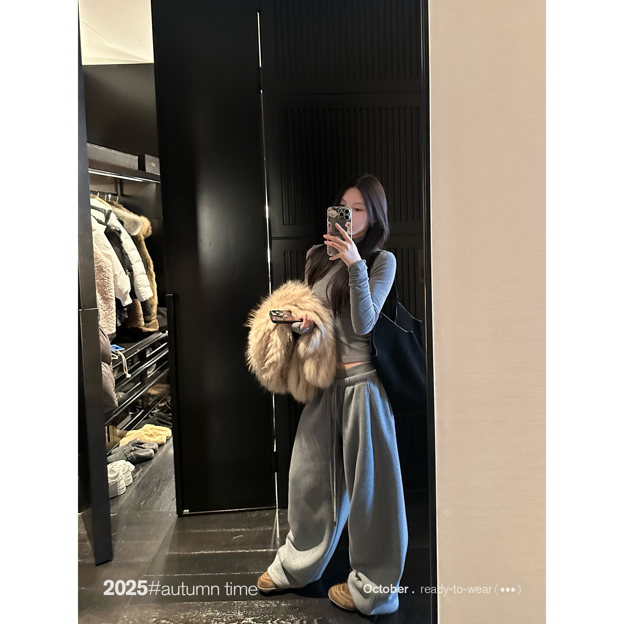 SUNONEONE 立体剪裁磨毛加绒韩式休闲套装女秋冬打底衫裤子两件套主图