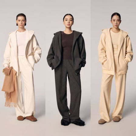 周淼ZHOUMIAO【暖冬绵绵】长期主义加绒T恤连帽卫衣卫裤套装女