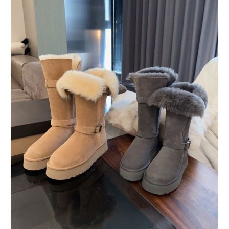 两穿雪地靴羊毛皮高筒靴厚底保暖长靴