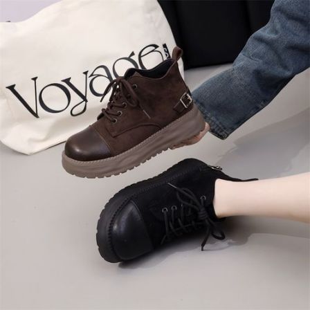 厚底马丁靴女2025新款秋冬季时尚百搭加绒爆款增高显瘦女靴短靴子