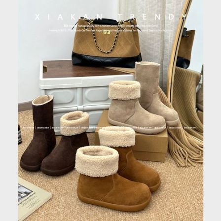 夏侃XIAKAN 小土豆内增高6cm 一鞋两穿雪地靴女冬季新款加绒棉鞋